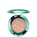Sombra de olhos compacta da M·A·C em embalagem redonda de tom verde-menta, com acabamento brilhante em cor bronze.