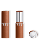 Bronzeador em Bastão Dior Forever Skin Bronze com detalhes prateados, é um tubo retangular com tampa, apresentando o logotipo da marca em destaque.