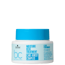 Máscara de hidratação de 200ml da linha Bonacure Moisture Kick da Schwarzkopf Professional, com tampa azul e rótulo branco destacando o nome "Moisture Kick Treatment" e "Care-Boost Complex".