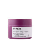 Pote de creme facial hidratante da marca Océane, com textura de gelatina, em tom roxo escuro, com rótulo branco contendo o nome do produto "Collagen Jelly Cream".