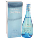 Frasco de perfume Davidoff Cool Water para mulheres, com embalagem azul clara.