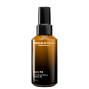 Frasco de óleo escuro da marca Sebastian Professional, com rótulo em preto e dourado, contendo "Dark Oil Smooth & Shine Styling Oil" como descrição do produto.