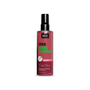 Frasco de 200 ml de Body Splash da marcaSoft Hair, com rótulo em vermelho e verde, exibindo a marca "Lisa" e o nome do produto "Body Splash" na embalagem.