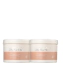 Dois potes de máscara da linha Fusion da Wella Professionals, com embalagem branca e laranja, contendo 500 ml cada. Os rótulos exibem o nome da linha e o tipo de produto.