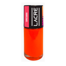 Frasco de esmalte da marca Lacre Cosméticos na cor laranja vibrante, com rótulo preto destacando o nome da marca em letras brancas.