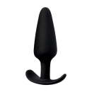 Vibrador anal de silicone preto com design ergonômico e ponta arredondada, ideal para estimulação e prazer íntimo.
