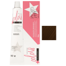 Caixa rosa e tubo branco de coloração permanente para cabelos da marca Jacques Janine, com informações sobre os ingredientes e o tamanho do produto de 50g.