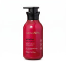 Frasco de loção corporal nutritiva e desodorante da marca Nativa SPA, com óleo de quinoa. Embalagem plástica rosa brilhante com rótulo e tampa preta. Contém 400 ml.