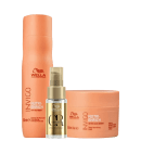Kit com shampoo e máscara Nutri-Enrich, além de um óleo capilar Oil Reflections, da marca Wella Professionals.