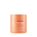 Máscara capilar Braé de nutrição, em embalagem cilíndrica laranja, com rótulo destacando "Nutrition Hair Mask" e informações sobre o complexo de lipoproteínas e óleo nutritivo.