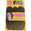 Embalagem de fibra orgânica premium para tranças de crochê da marca Black Beauty. O texto na embalagem indica que o produto é resistente a altas temperaturas e vem em um pacote para aplicação. As tranças de crochê são pretas e cacheadas.