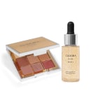 Kit com paleta de sombras e primer Eudora.