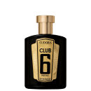 Frasco de perfume Eudora Club 6 Prestige, com embalagem preta e dourada, destacando o número 6 e a palavra "Prestige" em letras douradas.