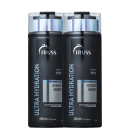 A imagem mostra dois frascos de shampoo da marca Truss, da linha Ultra Hydration, destinado a cabelos danificados e ressecados.