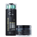 A imagem mostra dois produtos para tratamento capilar da marca Truss. Um é um shampoo chamado "Equilibrium". O outro produto é uma máscara capilar chamada "Specific Mask", sendo um tratamento profundo de hidratação para todos os tipos de cabelo.