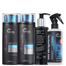 A imagem mostra uma variedade de produtos de cuidados capilares da marca Truss, como:
1- Shampoo e Condicionador da linha "Miracle"
2- Sérum Noturno Capilar, Night Spa
3- Reconstrutor Capilar, "Uso Obrigatório"