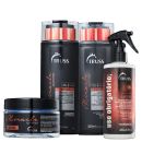 A imagem mostra produtos capilares da marca Truss, voltados especificamente para o verão. Os produtos apresentados são:

1. Shampoo Miracle Summer
2. Condicionador Miracle Summer
3. Máscara Miracle Summer
4. Reconstrutor Capilar Uso Obrigatório Summer