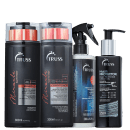 A imagem mostra uma linha de produtos para cabelos da marca Truss. São eles:
- Shampoo Miracle Summer
- Condicionador Miracle Summer
- Reconstrutor Capilar Uso Obrigatório
- Leave-in Hair Protector