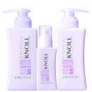 Três embalagens de 300ml contendo shampoo e condicionador da linha Bleach Care Master, e um frasco de 100ml com leave-in Bleach Care.