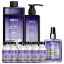Kit com shampoo, acidificante, finalizador e ampolas Blond Revolution da marca TRUSS.