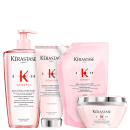 Kit com shampoo, refil de shampoo, condicionador e máscara capilar Genesis, da marca Kerastase.