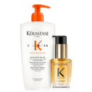 Kit com shampoo Nutritive e óleo capilar Elixir Ultime, da marca Kerastase.