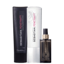 Kit com shampoo e condicionador Penetraitt, com óleo capilar Dark Oil, da marca Sebastian Professional