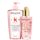 Kit Kérastase Genesis Elixir Ultime Rose, com shampoo e óleo para cabelos quebradiços.