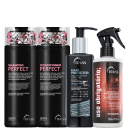 Kit com shampoo, condicionador Perfect, leave-in Hair Protector e tratamento reconstrutor Uso Obrigatório Miracle Summer, da marca TRUSS.