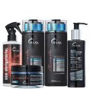 Há dois shampoos com detalhes em azul e prata, com o rótulo "Miracle". Também há um frasco de protetor diário. Um pote de máscara capilar da linha "Miracle"  e um spray de tratamento reconstrutor.