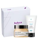 A imagem mostra caixa de presente Beleza na Web, máscara capilar L'Oréal Professionnel Serie Expert Absolut Repair Gold Quinoa + Protein 250g e gel de limpeza SkinCeuticals Blemish + Age Cleansing 120g