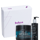 A imagem mostra uma caixa branca presenteável com o logotipo da marca Beleza na Web e dois produtos da TRUSS: Night Spa Serum de 250ml e Net Mask de 550g.