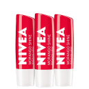 Kit NIVEA com 3 Unidades do Hidratante Labial Morango Shine de 4,8g cada