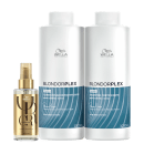 Kit Wella Professionals BlondorPlex Oil Reflections com shampoo e condicionador de 1 litro, e óleo capilar de 100ml
