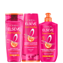Kit com shampoo, condicionador e creme de pentear Liso dos Sonhos, da marca Elseve.