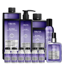 Kit com shampoo, acidificante, máscara, finalizador, ampolas capilares e mousse neutralizante Blond Revolution, da marca TRUSS.