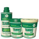Produtos da marca Lola From Rio, incluindo shampoo purificante, máscara fortificante e acidificante da linha Tannic Acid, em embalagens verdes com rótulos destacando o "Protocolo de Longevidade Capilar".