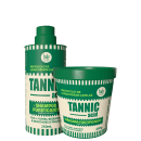 Produtos da marca Lola From Rio: um frasco verde de shampoo purificante e um pote verde de máscara fortificante, ambos com rótulos destacando o "Protocolo de Longevidade Capilar" e a linha "Tannic Acid".