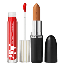 Kit M·A·C MACximal Satin Call It Cozy + Lipglass Airshine Talented, 2 produtos.