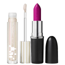 Kit M·A·C MACximal Satin Violet Vapor + Lipglass Airshine Frosting, 2 produtos.