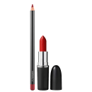 Kit M·A·C MACximal Satin Left On Red + Lip Pencil Brick, 2 produtos.