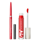 Kit M.A.C Lipglass Airshine Talented + Lipglazer Glossy Liner Lady Danger, 2 produtos.