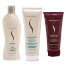 Um frasco de shampoo "Balance" para cabelos normais.
Um tubo de condicionador "Silk Moisture" para cabelos secos ou danificados. Um tubo de máscara hidratante "Inner Restore" para cabelos.