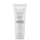 O produto apresentado é um gel lubrificante e hidratante para a região pélvica, da marca Dermosex. A embalagem é um tubo branco com o nome da marca e informações sobre o produto impressos em cinza. O tubo possui 220ml de conteúdo