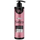 Shampoo da linha Satira Hidratação da marca Lizz ante Professional. O rótulo do produto possui um design com padrões geométricos em tons de rosa, destacando o nome "Satira Hidratação" e a marca "Lizz ante Professional". O frasco contém 300ml de produto.