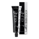 Tinta de cabelo da marca Keune. A embalagem consiste em uma caixa preta com detalhes em branco e cinza, exibindo o nome da marca "Keune" e a descrição "Tinta Color".