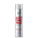 Condicionador da linha Just One Min da marca Jacques Janine Professionnel, em frasco branco com rótulo vermelho destacando o nome do produto e a promessa de reparação capilar completa em apenas 1 minuto.