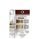 Protetor solar descrito como um antienvelhecimento com FPS 60 e PPD 25, com proteção de 18 horas e resistente à água. O rótulo do produto exibe informações sobre suas características, como o fato de ser um toque seco.