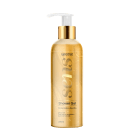 Frasco de gel de banho Labotrat com 230ml, com bomba doseadora, em cores dourado e branco, com rótulo destacando os ingredientes "Flor de Ameixa + Baunilha" e "Monoi Oil".