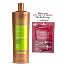 Kit com escova progressiva Burix One e máscara capilar Equalize Mask, da marca Prohall Cosmetic.